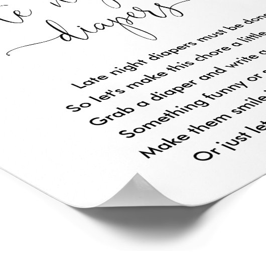 Späte Nacht Windeln Baby Duschgame Schild Rosa Gol (Ecke)