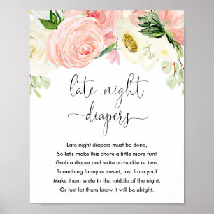 Späte Nacht Windeln Baby Duschgame Schild Rosa Gol
