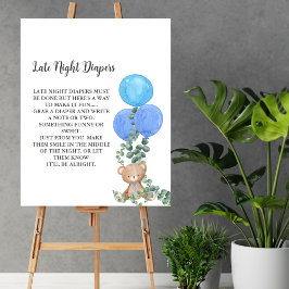 Späte Nacht Windeln Oh Boy Bären Ballon Eukalyptus Poster