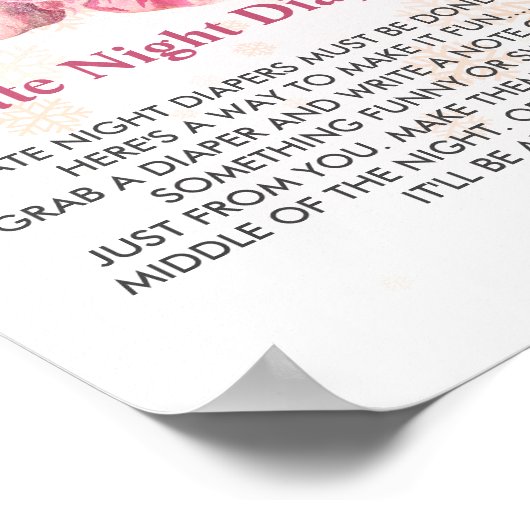 Späte Nacht Windeln Spiel Pink Schneeflocke Poinse Poster (Ecke)