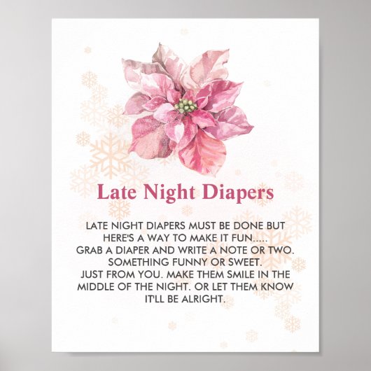 Späte Nacht Windeln Spiel Pink Schneeflocke Poinse Poster (Vorne)