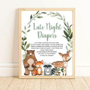 Späte Nacht Windeln Woodland Baby Dusche Spielzeic Poster