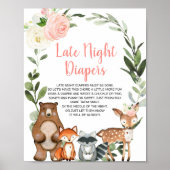 Späte Nacht Windeln Woodland Blütendusche Baby Poster (Vorne)