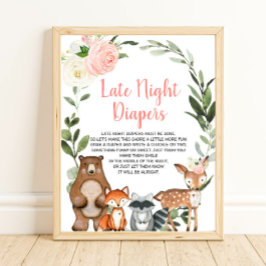 Späte Nacht Windeln Woodland Blütendusche Baby Poster