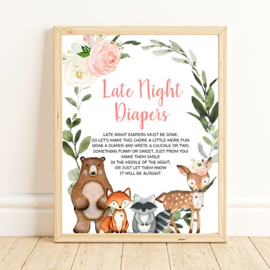 Späte Nacht Windeln Woodland Blütendusche Baby Poster