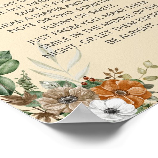 Späte Nacht Windelspiel Fall Rustikale braune Blüt Poster (Ecke)