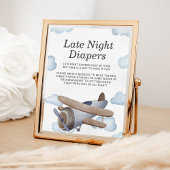Späte nächtliche Windeln Blue Airplane Babydusche Poster