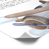 Späte nächtliche Windeln Blue Airplane Babydusche Poster (Ecke)