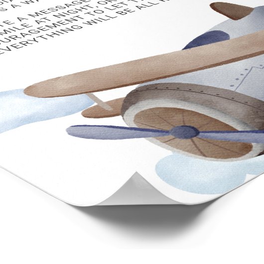 Späte nächtliche Windeln Blue Airplane Babydusche Poster (Ecke)