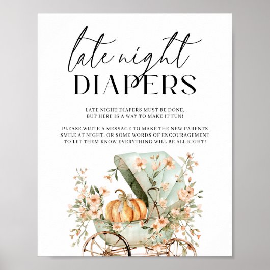 Späte nächtliche Windeln fallen Kleine Kürbis Baby Poster (Vorne)