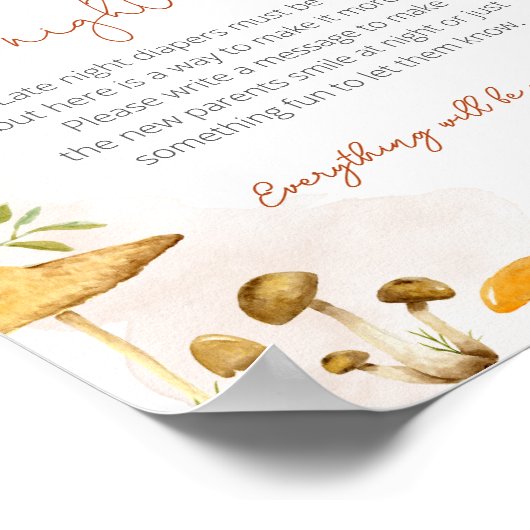 Späte Nachttaucher Babydusche Schild Woodland (Ecke)