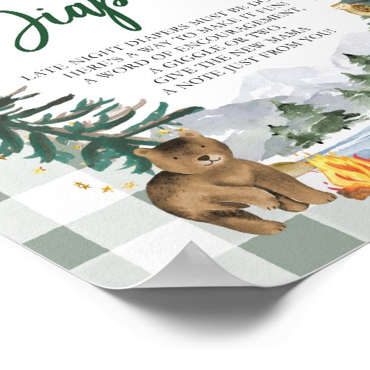 Späte Nachttaucher Babyduschsignatur Poster (Ecke)