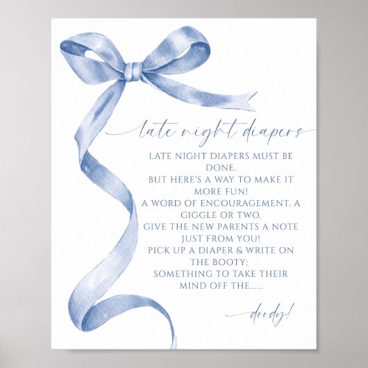 Späte Nachttaucher Blue Bow Baby Dusche Poster (Vorne)