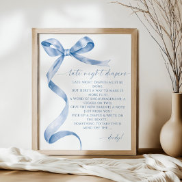Späte Nachttaucher Blue Bow Baby Dusche Poster