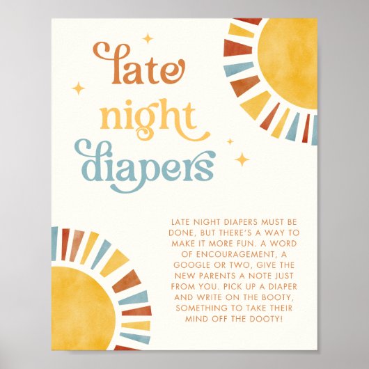 Späte Nachttaucher Boho Sun Baby Duschsignatur Poster (Vorne)