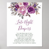 Späte Nachttaucher Dusty Mauve Lila Baby Dusche Poster (Vorne)