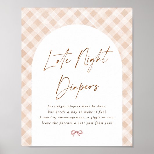 Späte Nachttaucher Gingham Süsse Pie Baby Dusche Poster (Vorne)