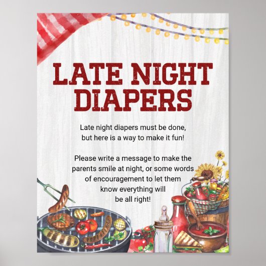 Späte Nachttaucher GRILLEN Hinterhof Rustikale Bab Poster (Vorne)