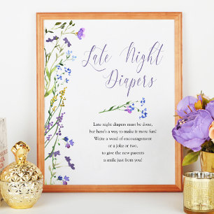 Späte Nachttaucher Lila Wildblume Kinderdusche Poster