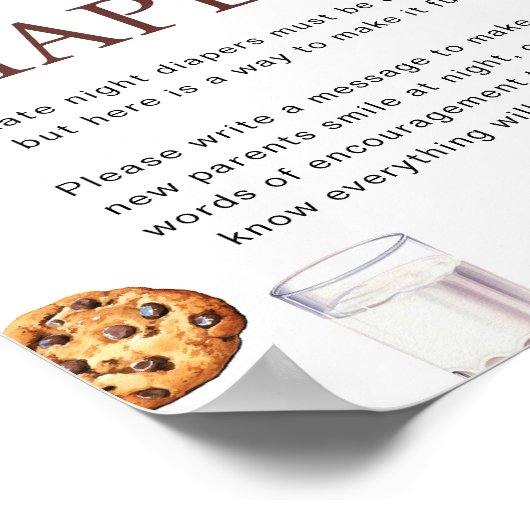 Späte Nachttaucher Milch und Cookies Kinderdusche Poster (Ecke)
