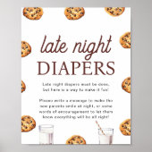 Späte Nachttaucher Milch und Cookies Kinderdusche Poster (Vorne)