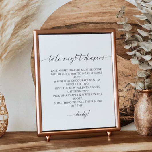 Späte Nachttaucher Minimalistische Babydusche Poster