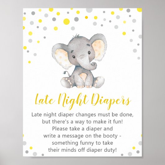 Späte Nachttaucher Nappy Thoughts Baby Dusche Poster (Vorne)