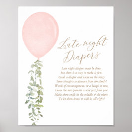Späte Nachttaucher Pink Balloon Girl Babydusche Poster