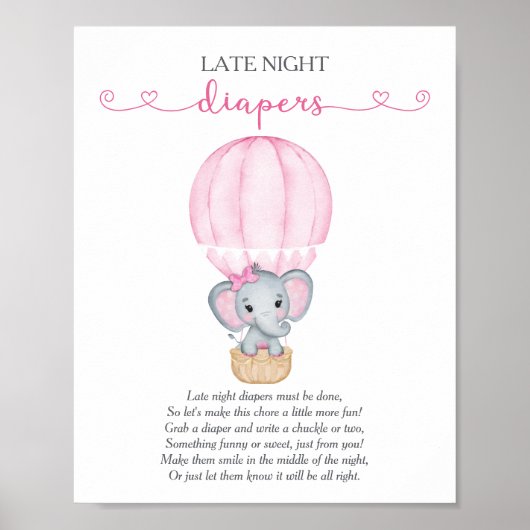 Späte Nachttaucher Rosa Elephant Baby Showspiel Poster (Vorne)
