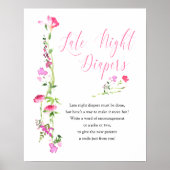 Späte Nachttaucher Rosa Wildblume Babydusche Poster (Vorne)