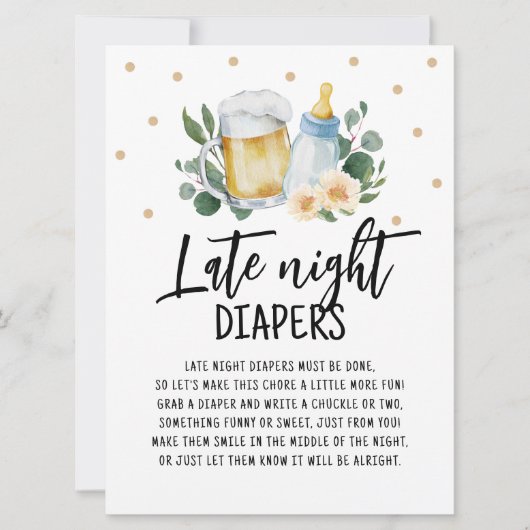 Späte Nachttaucher Sign Baby brütet Grünpflanzen Einladung (Vorderseite)