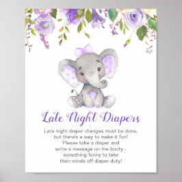 Späte Nachttaucher signieren Elephant Baby Shower  Poster