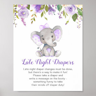 Späte Nachttaucher signieren Elephant Baby Shower Poster