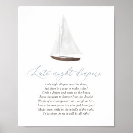 Späte Nachttaucher signieren Nautical Baby Dusche Poster