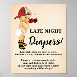 Späte Nachttaucher Spiel Firefighter Kinderdusche Poster