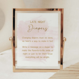 Späte Nachttaucher Wasserfarbenblush & Gold-Zeiche Poster