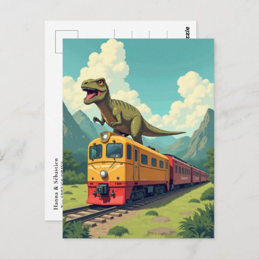 Späte Train Dinosaur Raptor Funny Postcard Postkarte (Vorne/Hinten)