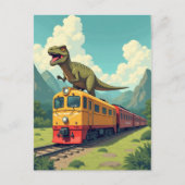 Späte Train Dinosaur Raptor Funny Postcard Postkarte (Vorderseite)