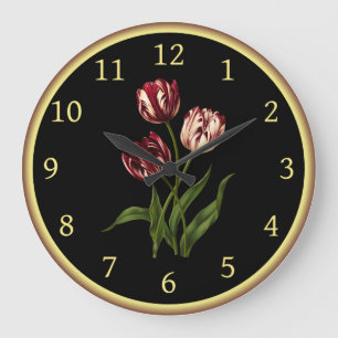 Späte Tulip 001 ~ Botanische Kunst ~ Große Wanduhr