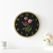 Späte Tulip 001 ~ Botanische Kunst ~ Große Wanduhr (Zuhause)