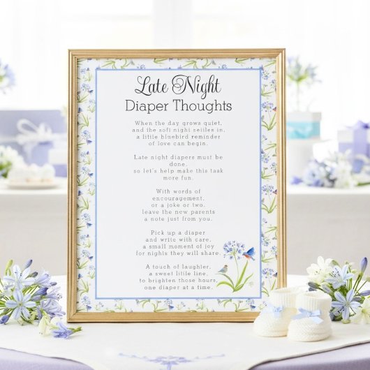 Späte Windelgedanken Lily mit Blaumeise Poster