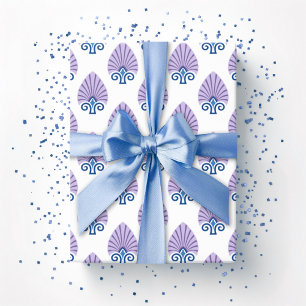Spaten-Palmette in Blau und Lila Geschenkpapier