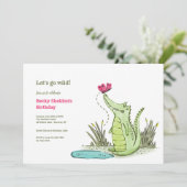 Später Alligator Geburtstagsparty Einladung (Stehend Vorderseite)