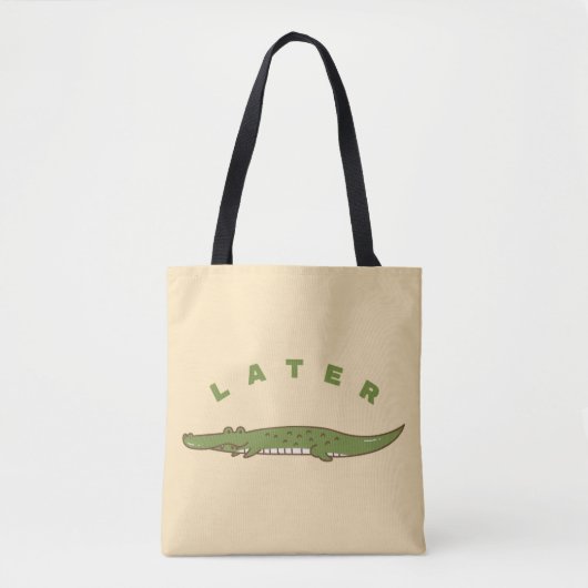 Später Alligator Tote Bag - Quirky Farewell Design Tasche (Vorderseite)