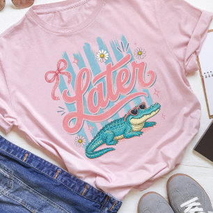 Später Gator Coquette Preppy Gestreift T-Shirt