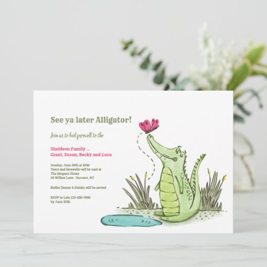 Später geht der Alligator aus dem Party Einladung (Stehend Vorderseite)