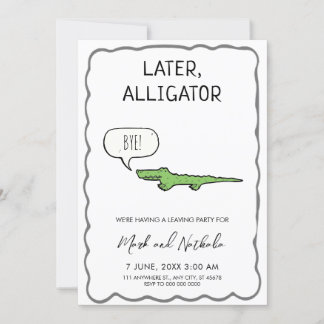 Später geht der Alligator aus dem Party Einladung