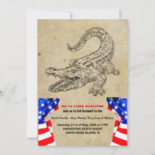 Später geht der Alligator die Party Einladung weg (Vorderseite)