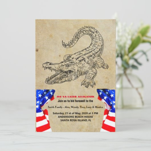 Später geht der Alligator die Party Einladung weg (Stehend Vorderseite)