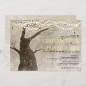 Später Herbst oder Winter Rustikale Baumlichter Ho Einladung (Vorne/Hinten)